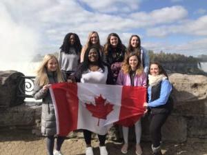 SMWC student group standing in front of Niagara Falls